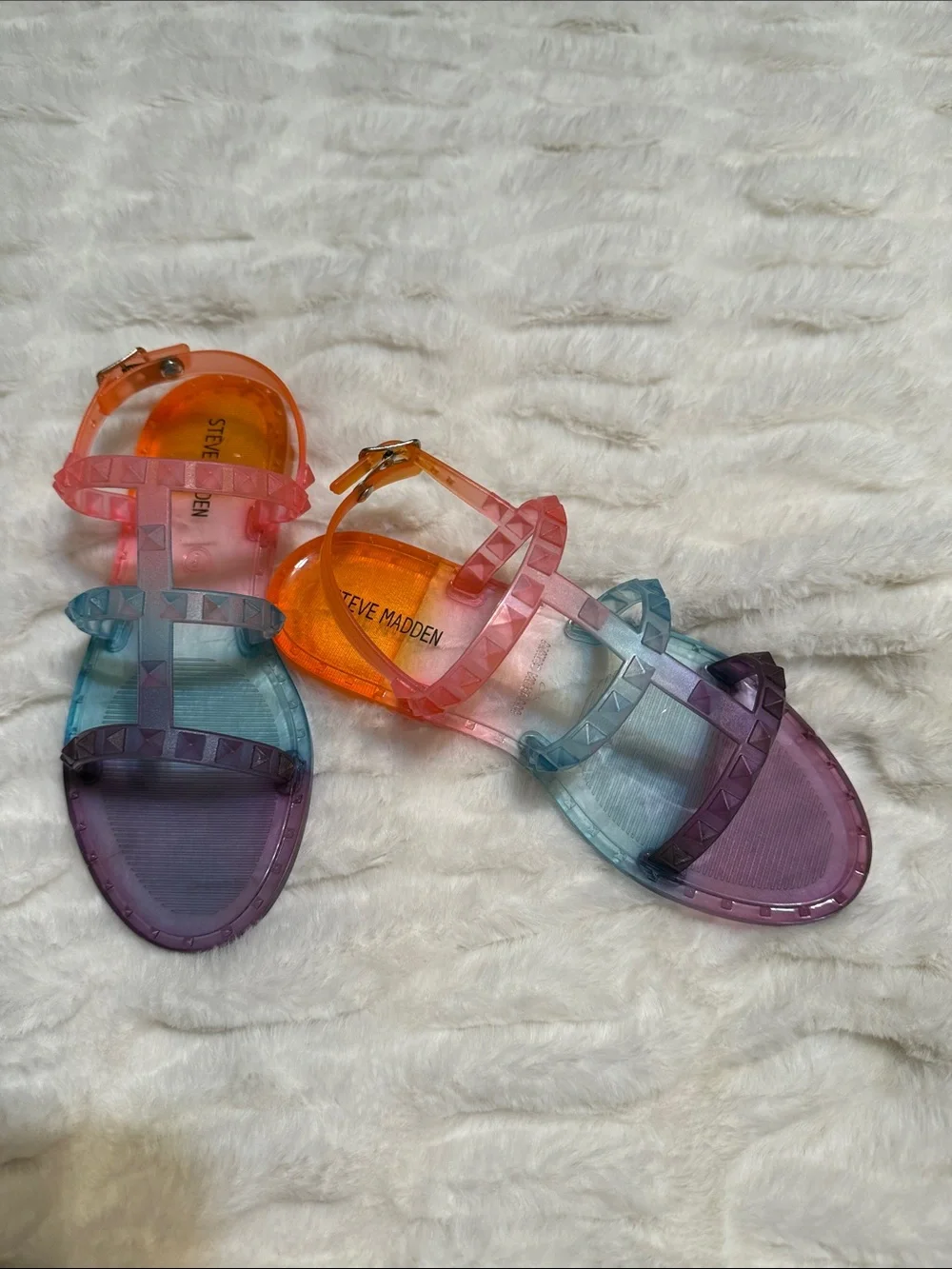 Steve Madden Multicolor Gradient Studded Jelly Sandals
